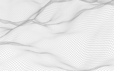 Abstract landscape on a white background. Cyberspace grid. Hi-tech network. 3d illustration