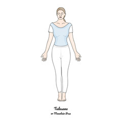 Tadasana or Mountain Pose. Palms Forward Variation. Vector. 