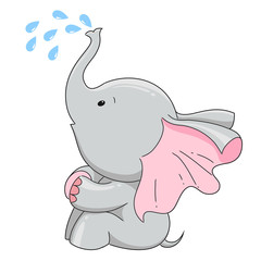 Hand drawn elephant cute character