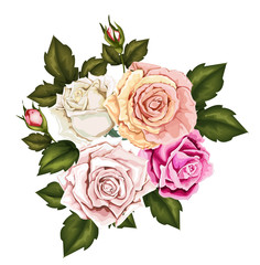 Bouquet with  roses andleaf in vintage style,vector illustration