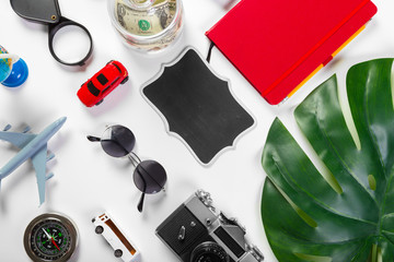 travel, summer vacation, tourism and objects concept