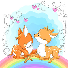 Cute baby deer. Hand drawn vector cartoon  illustration.