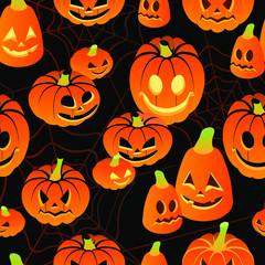 seamless halloween pattern. pumpkin in isometric 3d