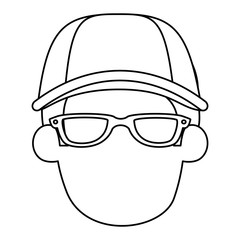young man with cap and glasses head