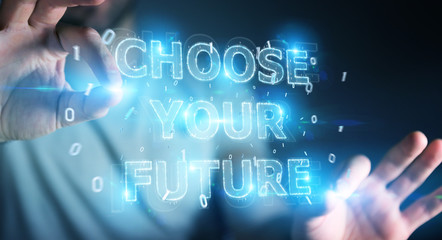 Obraz premium Businessman using future text interface 3D rendering