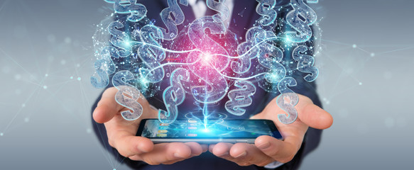 Businessman using 3D rendering digital paragraph law symbol