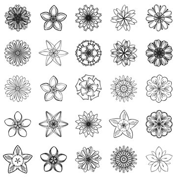 New flower icon set. Simple set of new flower vector icons for web design isolated on white background