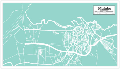 Malabo Equatorial Guinea City Map in Retro Style. Outline Map.