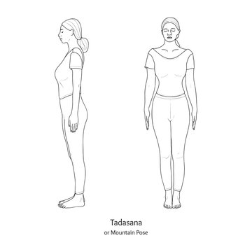 Star pose or utthita tadasana sketch Royalty Free Vector