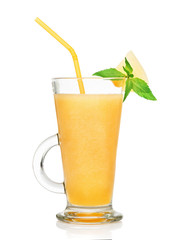 fresh melon smoothie in a glass isolated