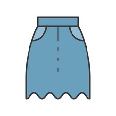 jeans skirt, filled color outline editable stroke