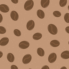 Obraz premium Seamless pattern of coffee beans. Light brown background