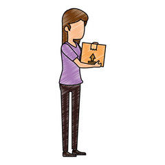 woman receiving merchandise with box