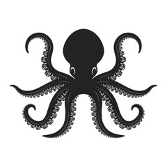 Octopus illustration isolated on white background. Design element for logo, label, emblem, sign.