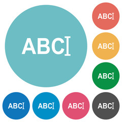 Typing text with cursor flat round icons