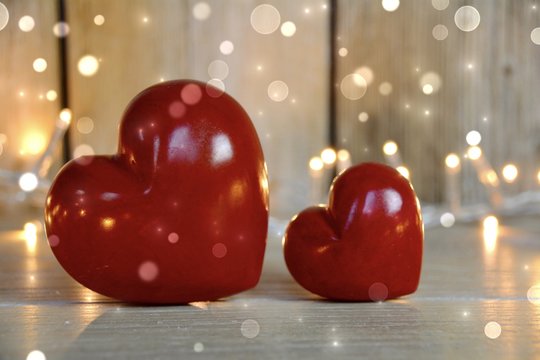 Grußkarte - zwei rote Herzen - Valentinstag