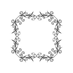 Decorative empty floral frame. Temlate for greeting card, invitation. Romantic floral frame