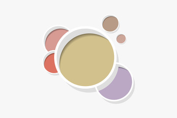 3D various sized circles arranged on white background  - template for text and decorative elements placement