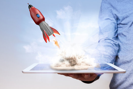 Man Hand Tablet PC Rocket