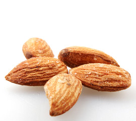Almond Nuts Isolated On White.