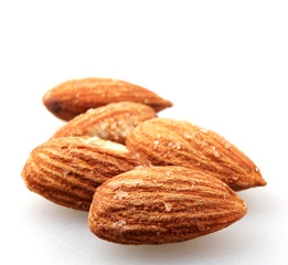 Almond Nuts Isolated On White.