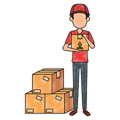 delivery worker with boxes
