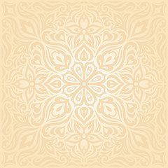 Floral Retro wedding pale peach wedding background mandala design invitation  in trendy fashion vintage style
