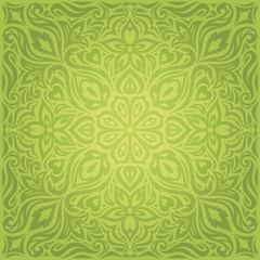 Green Floral Easter Decorative ornate pattern vintage wallpaper vector mandala design backround