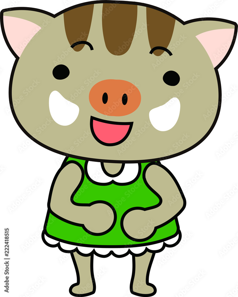 Wall mural Cute Boar child's emotional expression