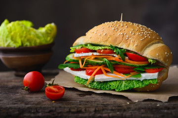 Vegan sandwich with raw vegetables