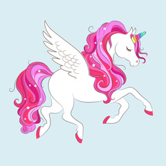 White girl Unicorn with Pink hair and stars.