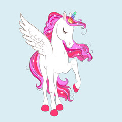 White girl Unicorn with Pink hair and stars.