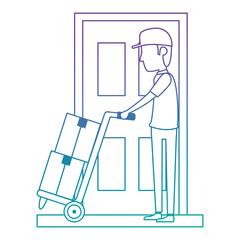 delivery worker with cart and door