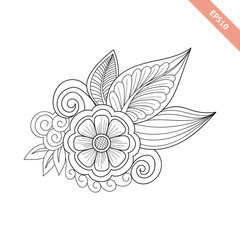Hand drawn floral background  doodle  style. Design for cover,  bag, knapsack, notebook, datebook . Coloring book page.
