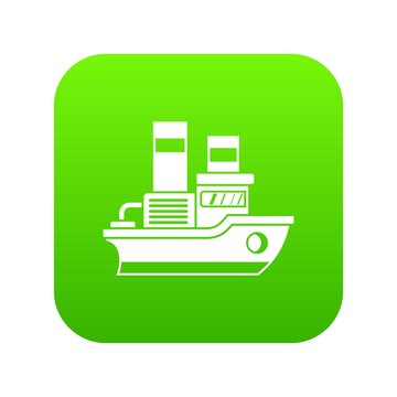 Small ship icon digital green for any design isolated on white vector illustration