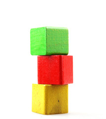 Wooden blocks isolated on white background.