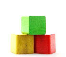 Wooden blocks isolated on white background.