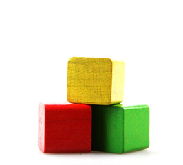 Wooden blocks isolated on white background.