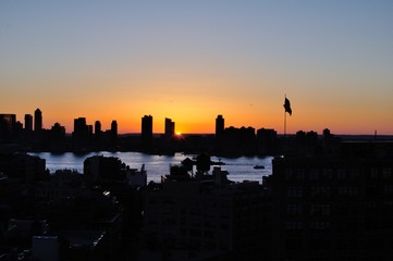 Coucher de soleil sur Manhattan New York