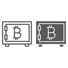 Bitcoin storage line and glyph icon, security