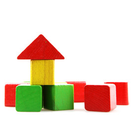 Wooden blocks isolated on white background.