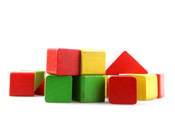 Wooden blocks isolated on white background.