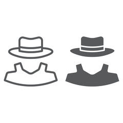 Anonymity line and glyph icon, detective
