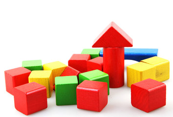 Fototapeta premium Wooden blocks isolated on white background.