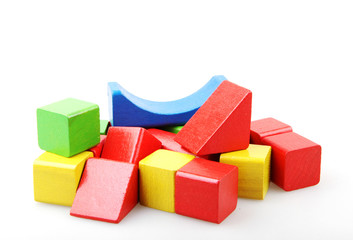 Obraz premium Wooden blocks isolated on white background.