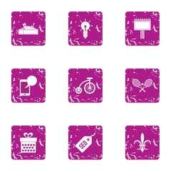 Review icons set. Grunge set of 9 review vector icons for web isolated on white background