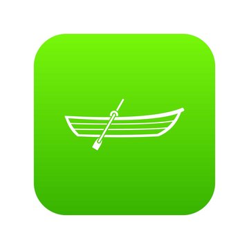 Boat with paddle icon digital green for any design isolated on white vector illustration