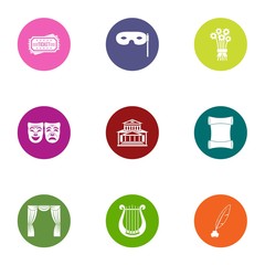 Pretence icons set. Flat set of 9 pretence vector icons for web isolated on white background