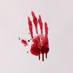 Scary bloody hand print. Halloween horror concept.