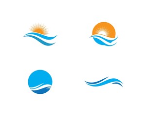 Obraz premium Water Wave symbol and icon Logo Template